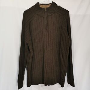Covington Cotton Wide Ribbed 1/4 Zip Pullover in Brown - Sz XL. Open To Offers